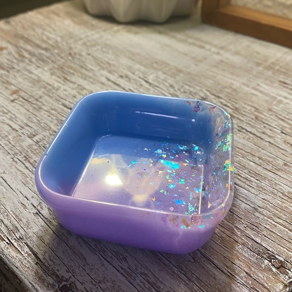 Jewelry Tray - Purple + Blue + Rainbow Iridescent Confetti - Square Dish - Picture 12 of 16